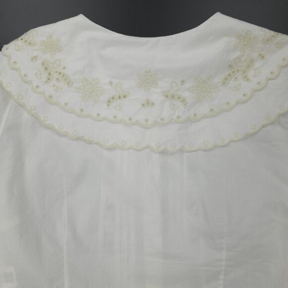 ZARA Cropped Peter Pan Collar Shirt Boho Victorian Cottagecore Preppy Classic - Picture 9 of 11